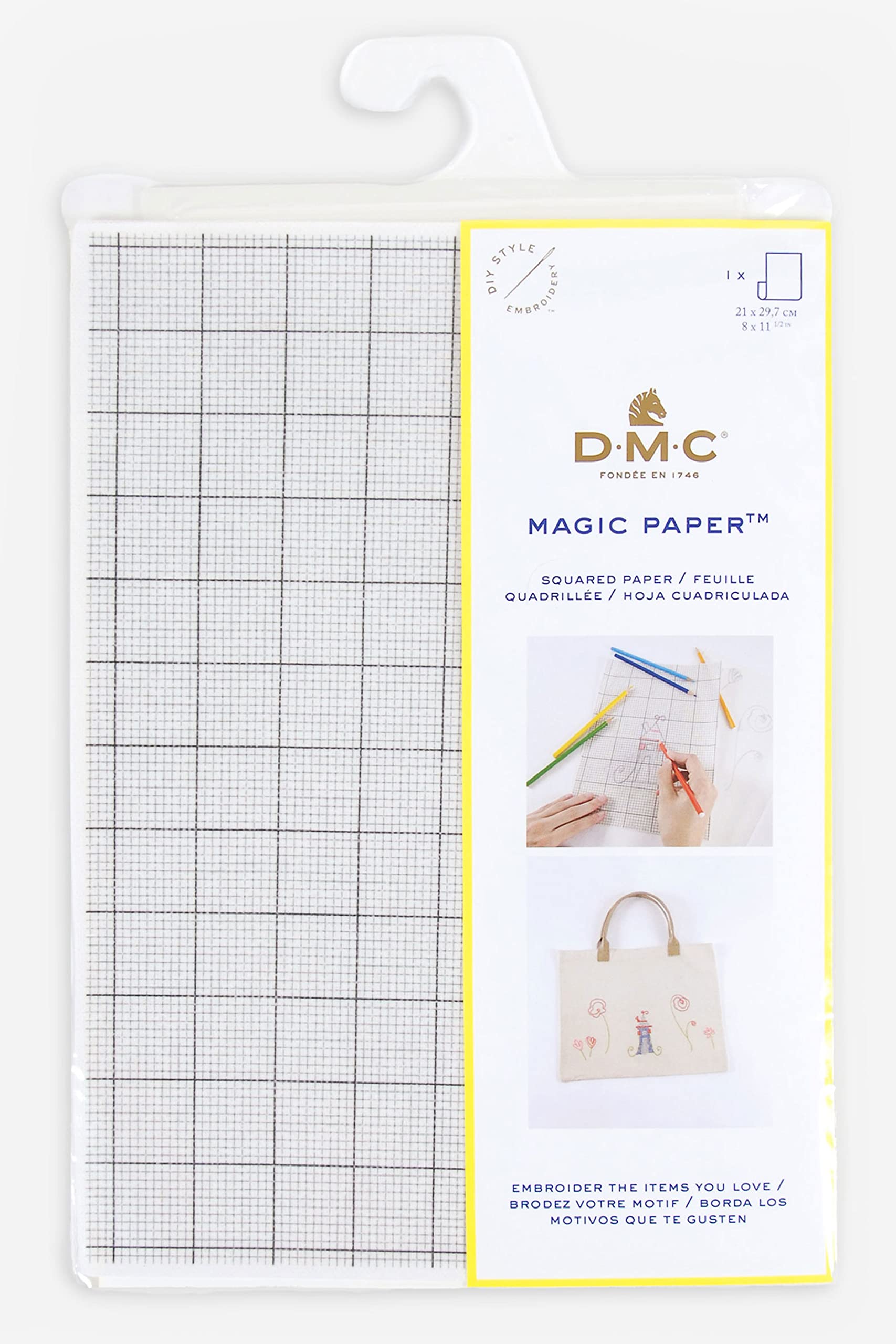 dmc-magic-paper-griglia-piccola-a4-foglio-bianco-idrosolubile-adesivo image 1
