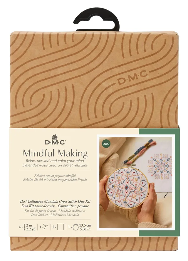 dmc-mindful-making-kit-punto-croce-mandala-meditativo-con-telaio image 1