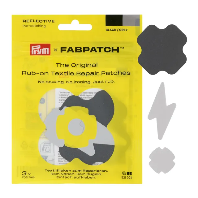 prym-fabpatch-921024-toppe-riflettenti-autoadesive-nere-grigie-3-pz image 1