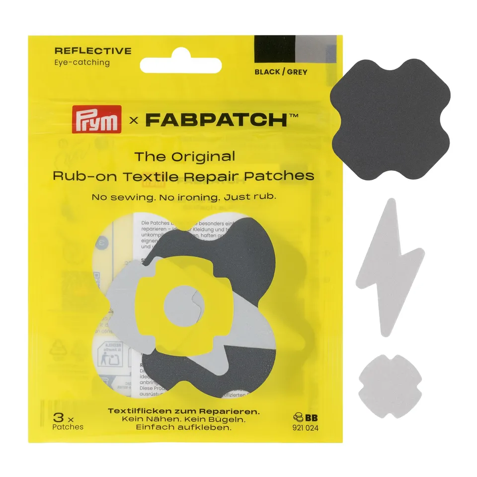 prym-fabpatch-921024-toppe-riflettenti-autoadesive-nere-grigie-3-pz image 1
