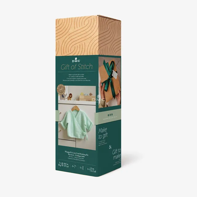 dmc-gift-of-stitch-cardigan-abbraccio-d-amore-kit-maglia-neonato-0-6-mesi-verde image 1