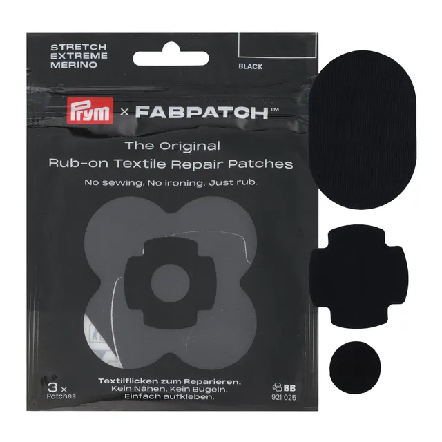 prym-921025-fabpatch-repair-kit-nero-3-pezzi-toppe-autoadesive image 1