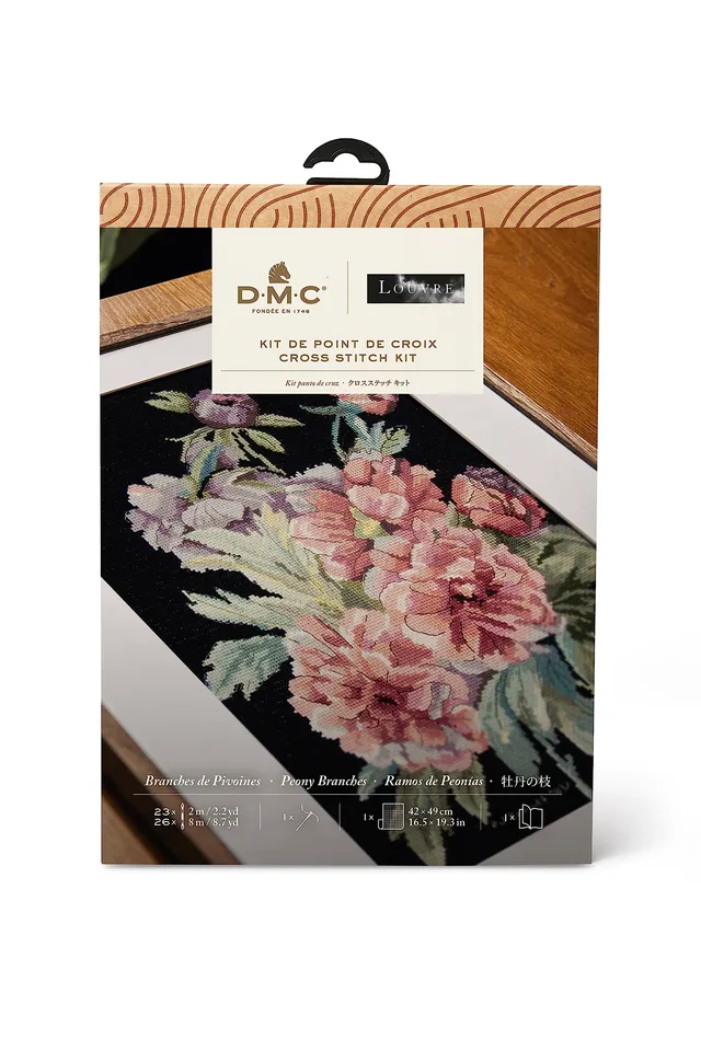 dmc-x-le-louvre-le-peonie-di-p-j-redout-kit-punto-croce-avanzato image 1