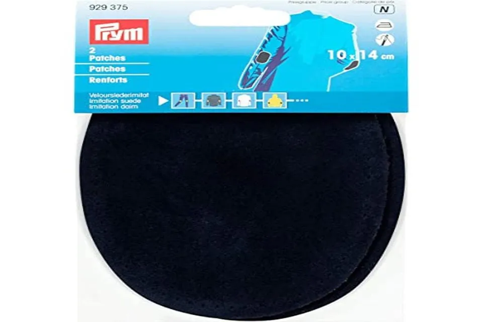 prym-toppe-termoadesive-finto-scamosciato-pois-blu-navy-14-x-10-cm-2-pezzi image 1