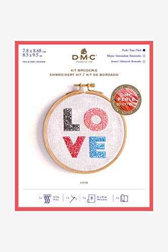 dmc-gift-of-stitch-kit-ricamo-love-cotone-perla-8-con-telaio-12-5-cm image 6