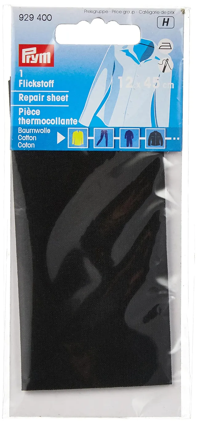 prym-toppa-termoadesiva-cotone-per-rammendi-nera-12-x-45-cm image 1