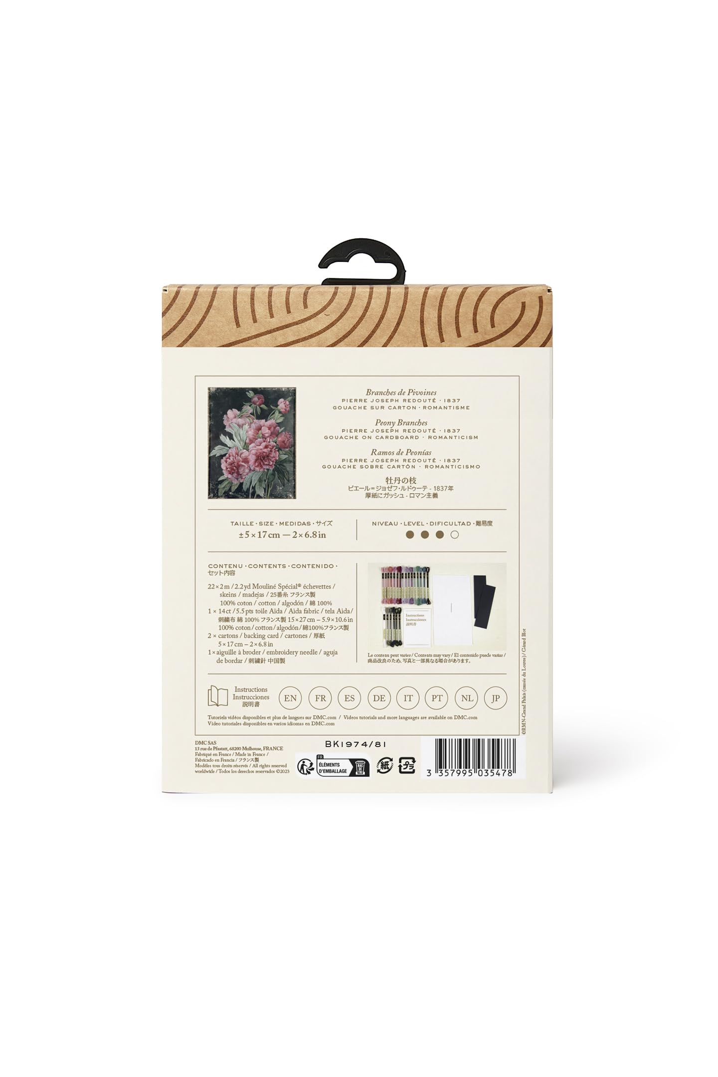 dmc-x-le-louvre-kit-segnalibro-punto-croce-le-peonie-p-j-redout image 2