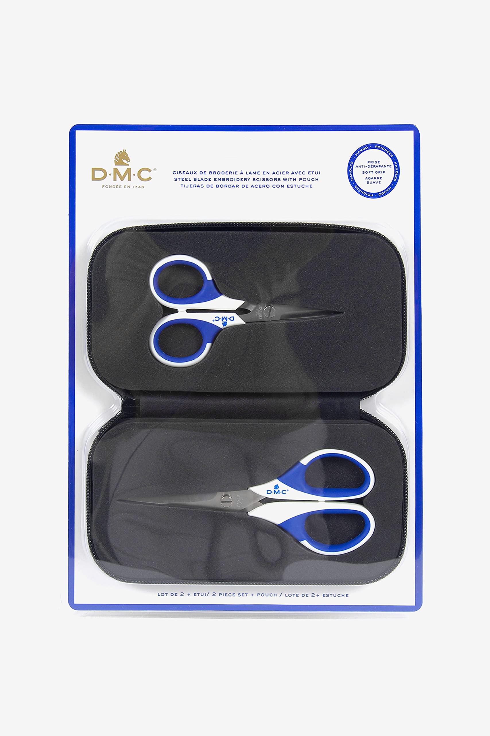 dmc-set-da-2-forbici-da-ricamo-11-cm-15-cm-con-pochette-zip image 2