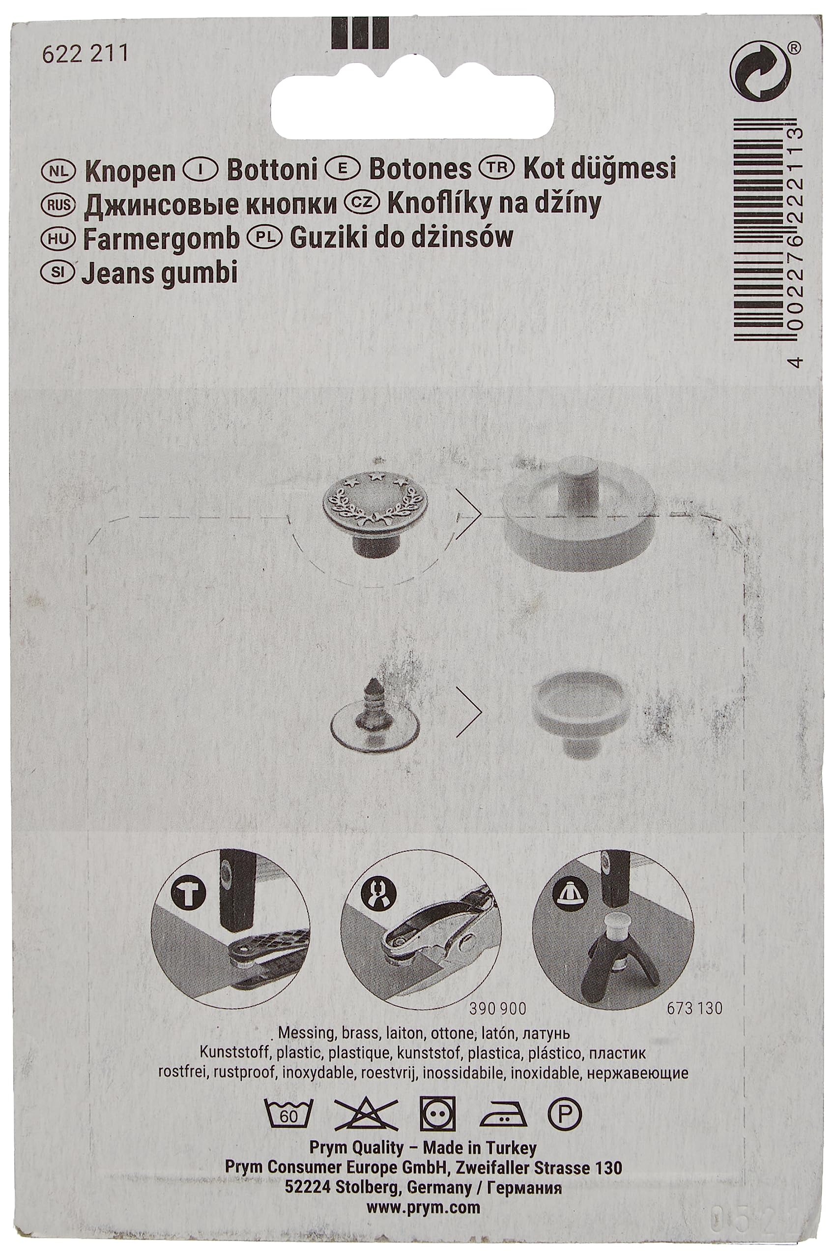 prym-bottoni-per-jeans-a-fiore-17-mm-ottone-antico-8-pezzi image 3