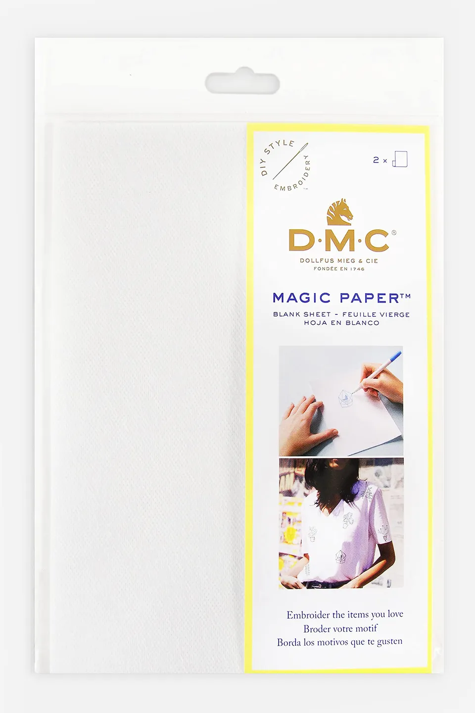 dmc-magic-paper-fogli-bianchi-a5-idrosolubili-autoadesivi-2-fogli image 1