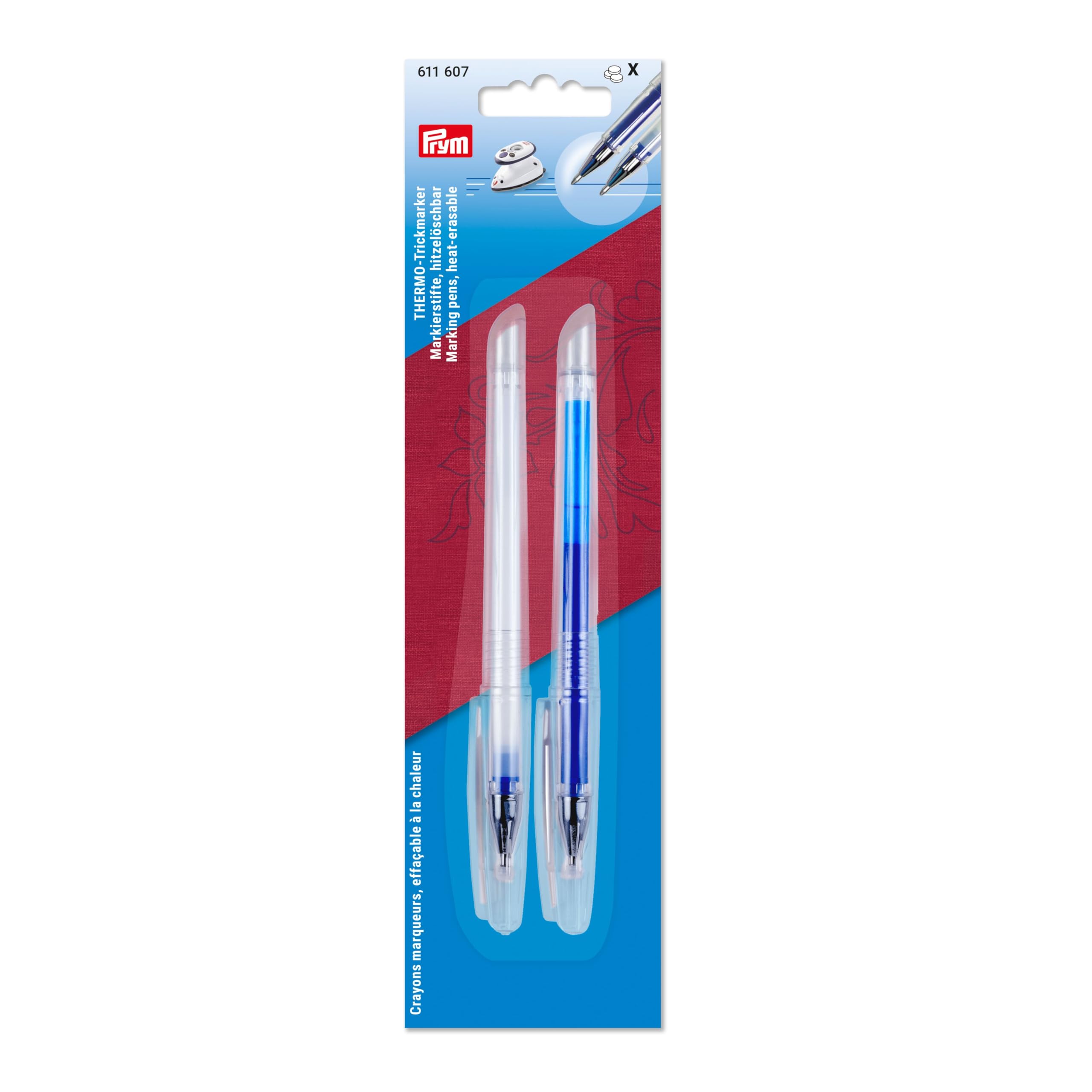 prym-611607-marcatori-termici-cancellabili-blu-e-bianco-set-2-penne image 1