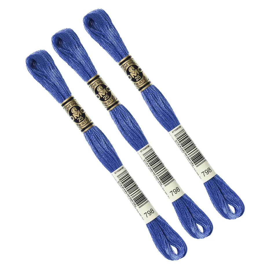 dmc-mouline-117mc-blu-set-3-gomitoli-filo-da-ricamo-100-cotone image 1