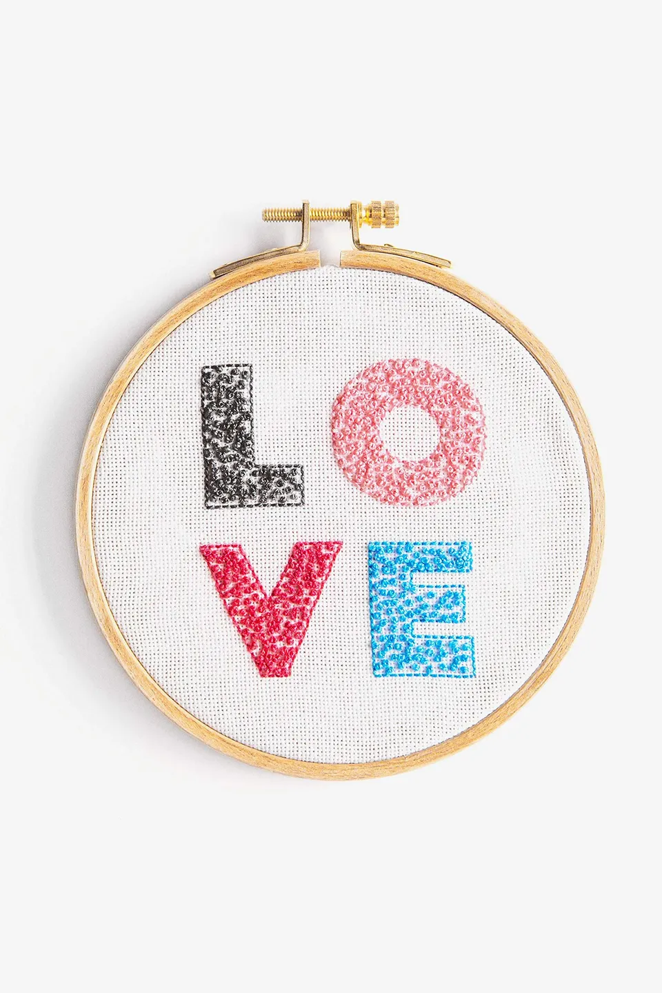 dmc-gift-of-stitch-kit-ricamo-love-cotone-perla-8-con-telaio-12-5-cm image 1