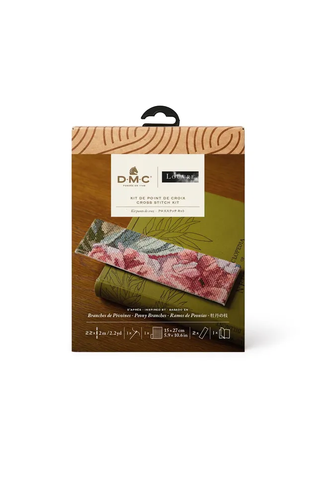 dmc-x-le-louvre-kit-segnalibro-punto-croce-le-peonie-p-j-redout image 1