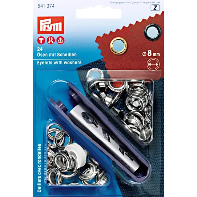 prym-anelli-e-dischi-occhielli-argento-24-pezzi-con-strumenti-14-x-9-3-cm image 1