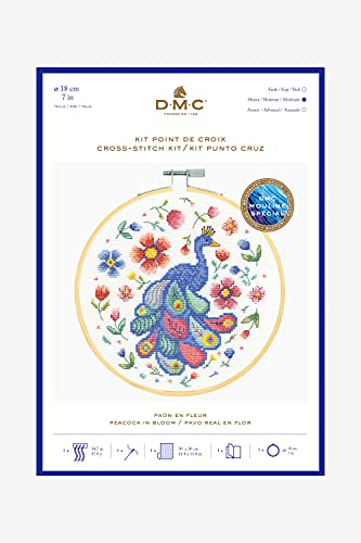 dmc-gift-of-stitch-kit-punto-croce-pavone-tra-i-fiori-aida-14-ct image 4