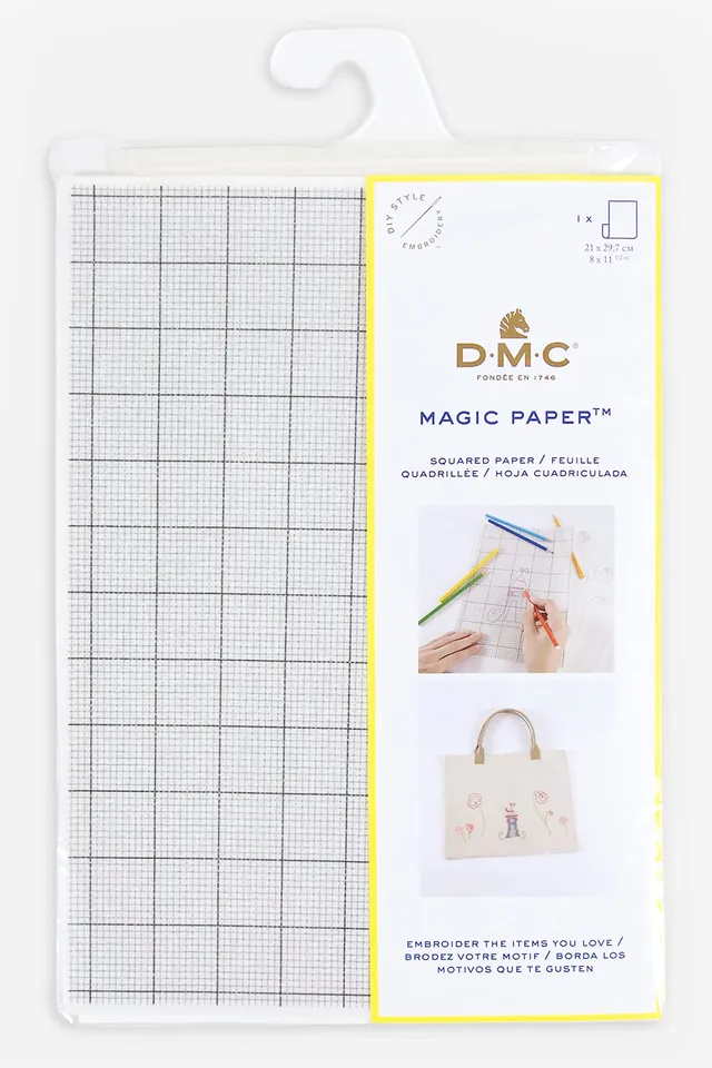 dmc-magic-paper-griglia-piccola-a4-foglio-bianco-idrosolubile-adesivo image 1