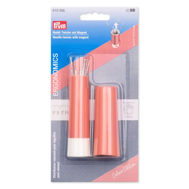 prym-610266-twister-contenitore-per-aghi-magnetico-albicocca-con-19-aghi image 1