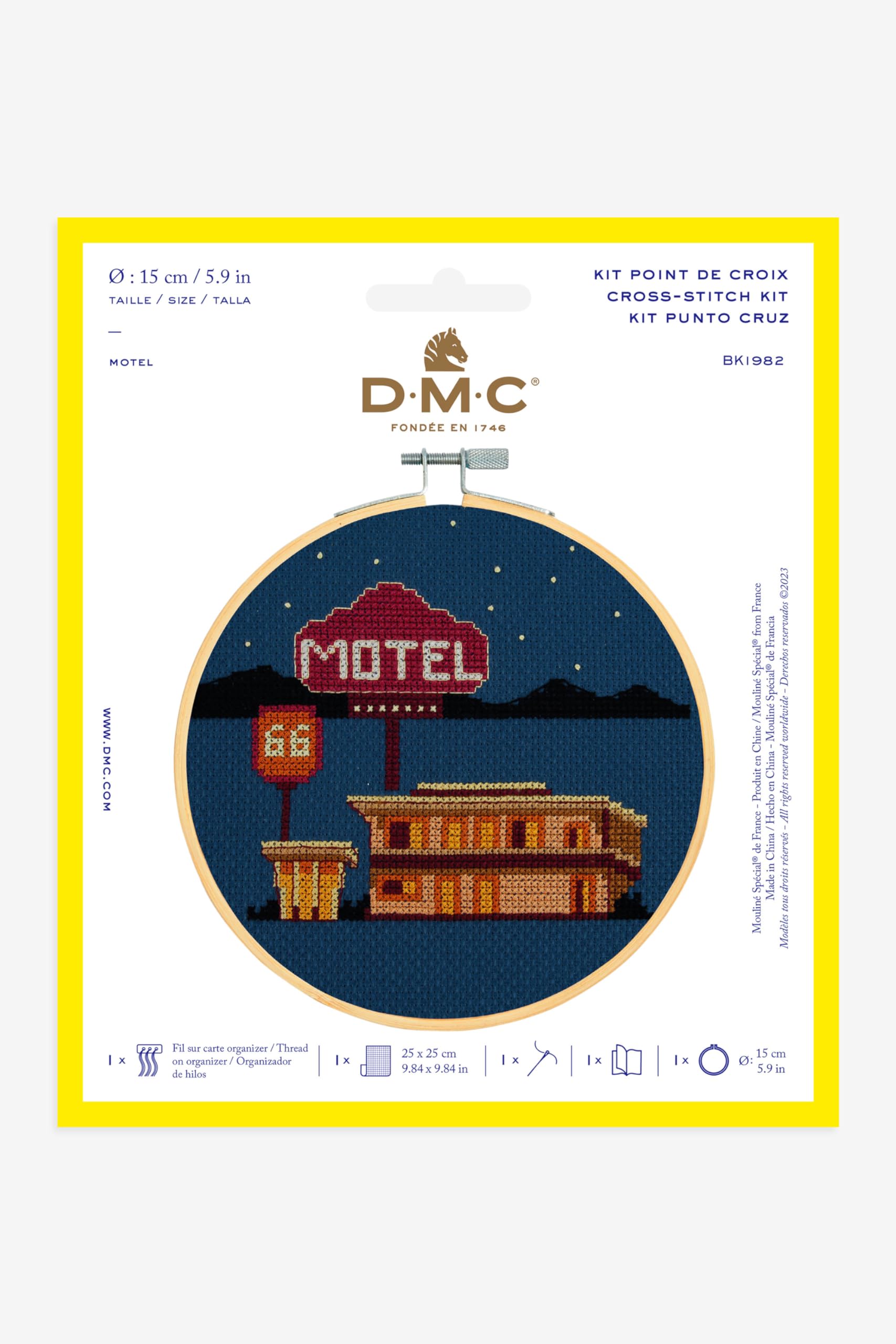 dmc-kit-punto-croce-il-sogno-americano-motel-con-telaio-15-cm image 2