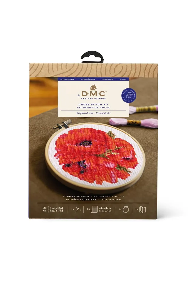 dmc-designer-collection-kit-punto-croce-papaveri-rossi-prestampato image 1