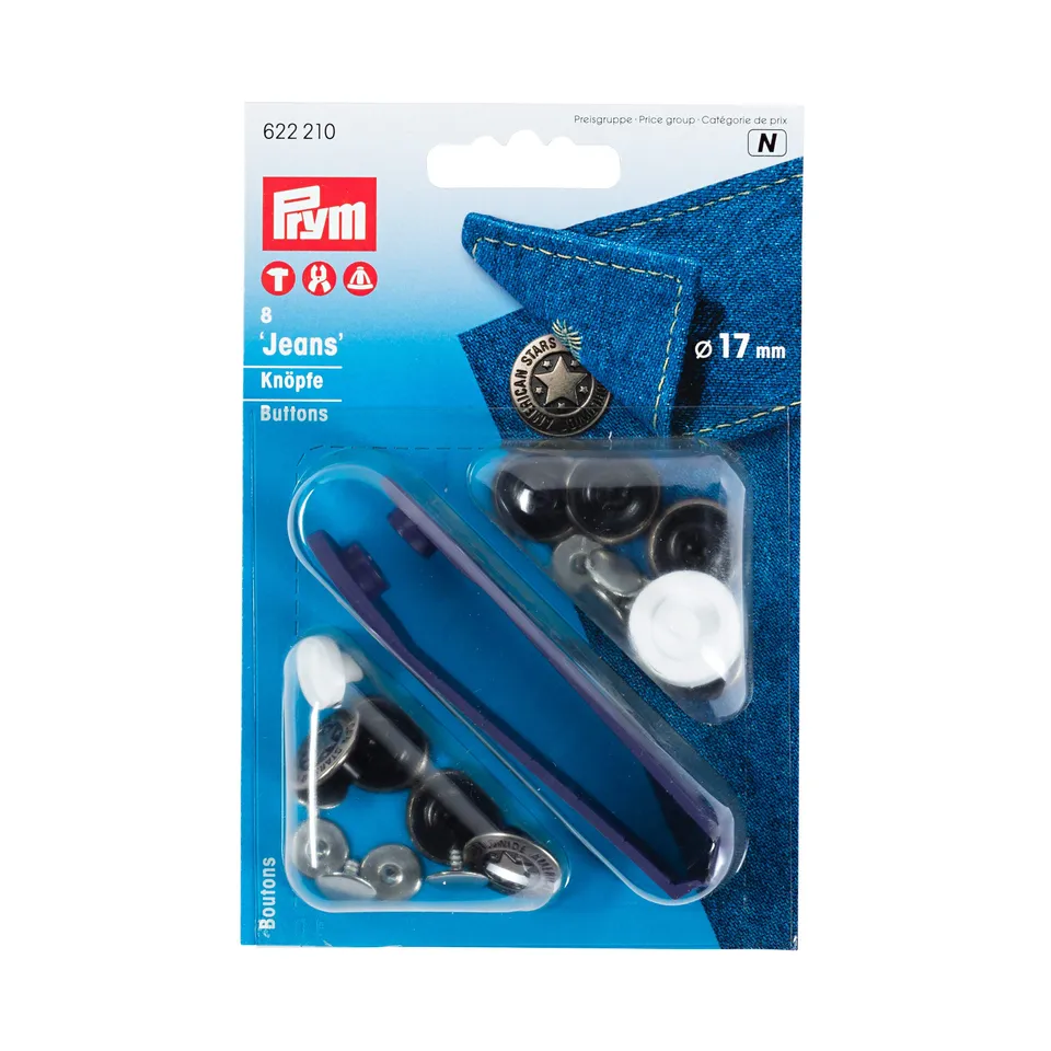 prym-bottoni-jeans-argento-confezione-8-pezzi-con-attrezzi image 1