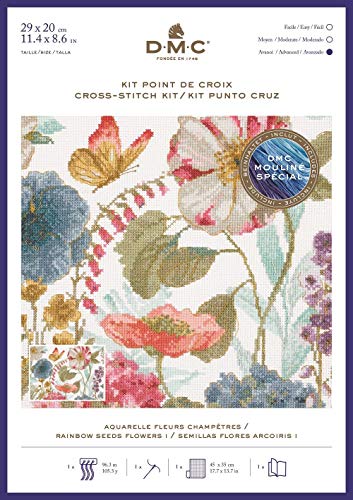 dmc-kit-punto-croce-fiori-ad-acquerello-con-tela-aida-e-moulin-toile image 4