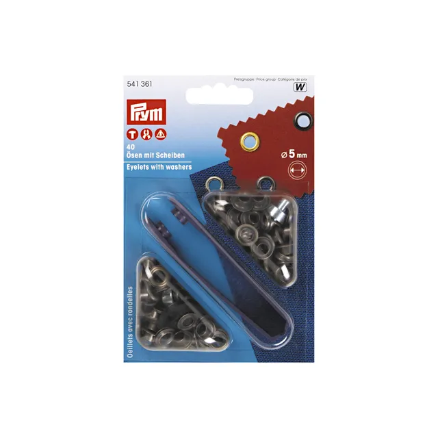 prym-occhielli-in-ottone-anticato-5-mm-con-rondelle-40-pezzi image 1