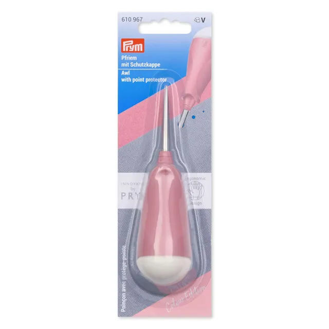 prym-610967-punteruolo-pfriem-ergonomico-per-tessuto-pelle-e-carta-con-cappuccio image 1