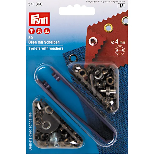 prym-occhielli-con-rondelle-ottone-4-mm-50-pezzi image 1