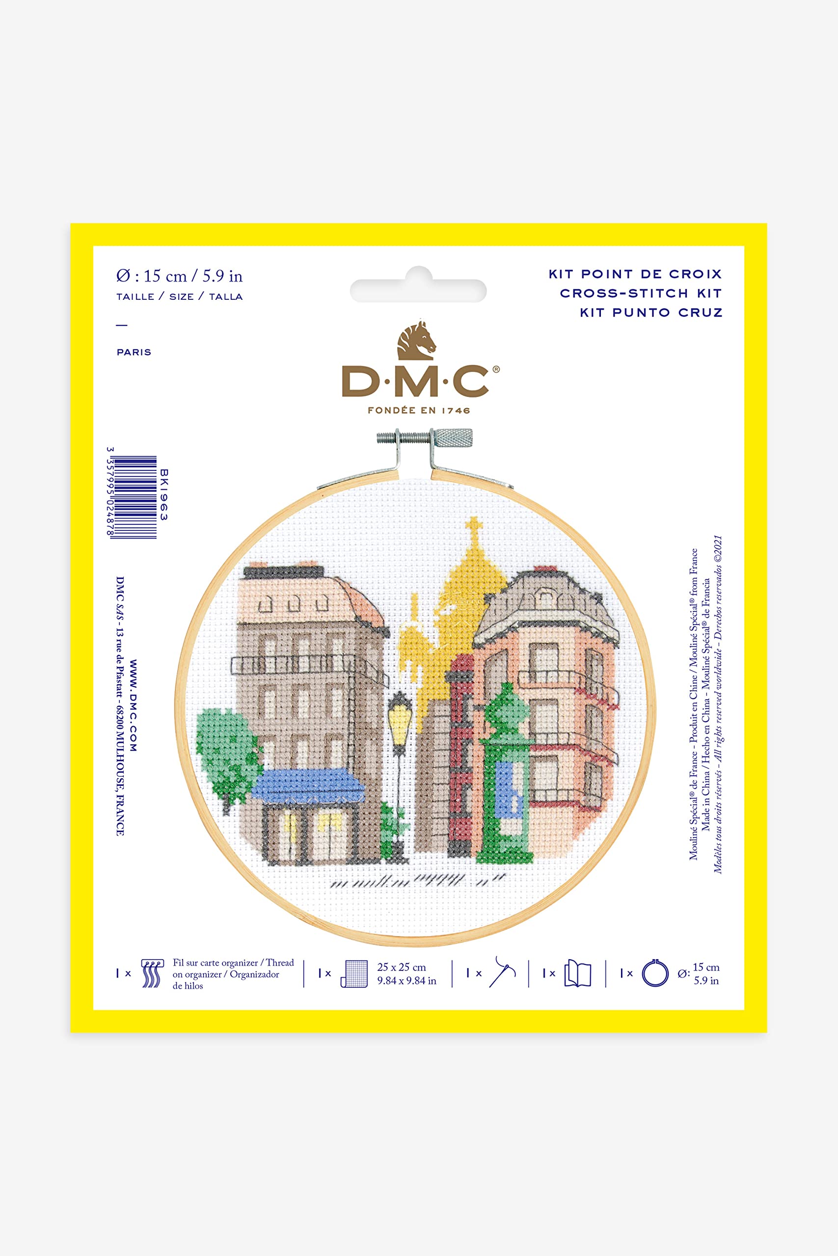 dmc-kit-punto-croce-parigi-con-telaio-25x25-cm image 2