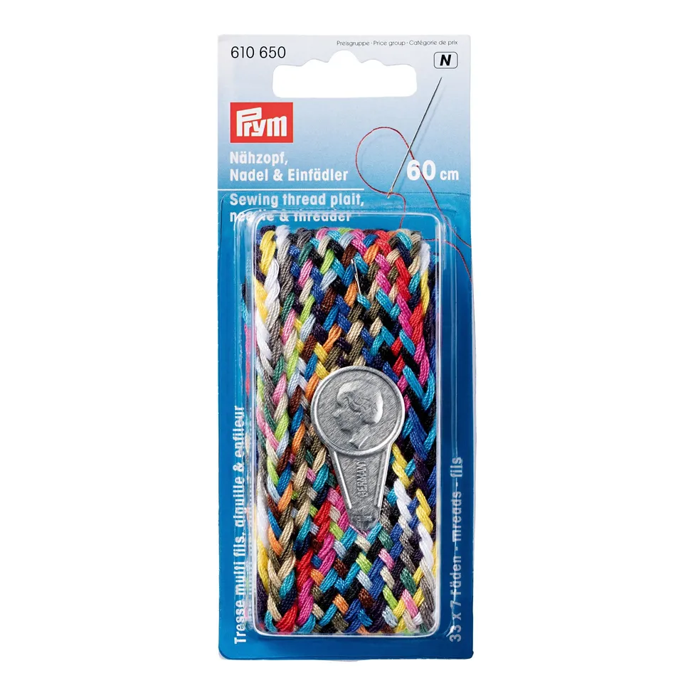 prym-treccia-di-fili-colorati-con-ago-e-infilaaghi-100-poliestere image 1