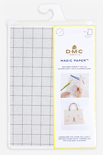 dmc-magic-paper-griglia-piccola-a4-foglio-bianco-idrosolubile-adesivo image 3