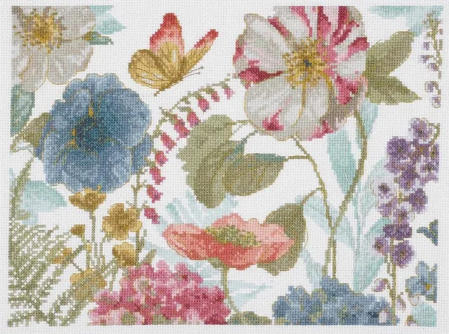 dmc-kit-punto-croce-fiori-ad-acquerello-con-tela-aida-e-moulin-toile image 1