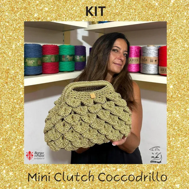 borgo-de-pazzi-kit-borsa-mini-clutch-coccodrillo-di-tiziana-volpe-crochet image 1