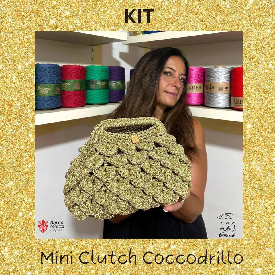 borgo-de-pazzi-kit-borsa-mini-clutch-coccodrillo-di-tiziana-volpe-crochet image 1
