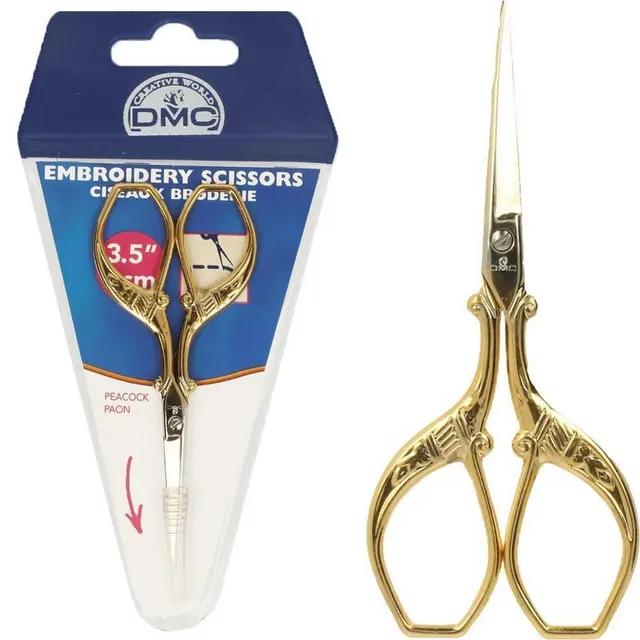 dmc-forbici-da-ricamo-pavone-dorate-9-cm-acciaio-inox image 1