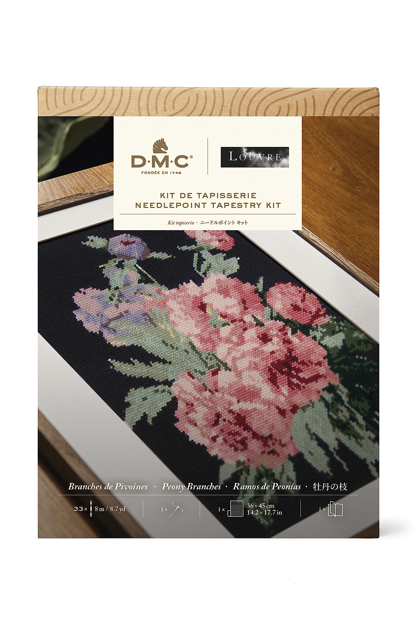 dmc-x-le-louvre-le-peonie-di-p-j-redout-kit-tappezzeria-livello-intermedio image 1