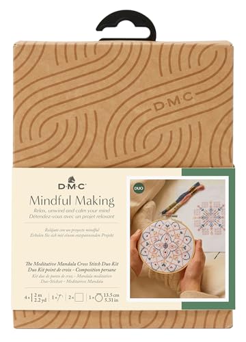 dmc-mindful-making-kit-punto-croce-mandala-meditativo-con-telaio image 4