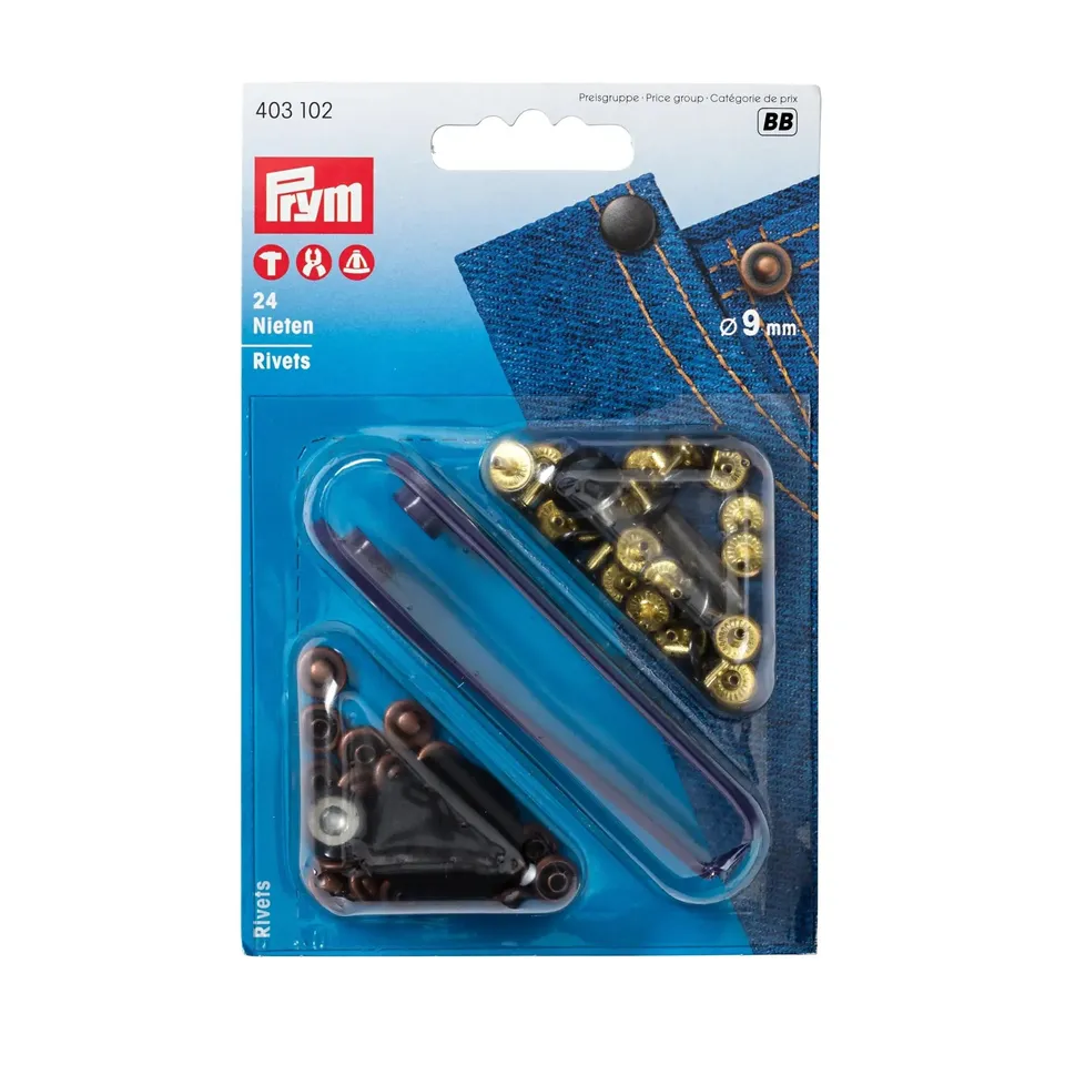 prym-403102-rivetti-in-ottone-9-mm-rame-anticato-24-pezzi image 1