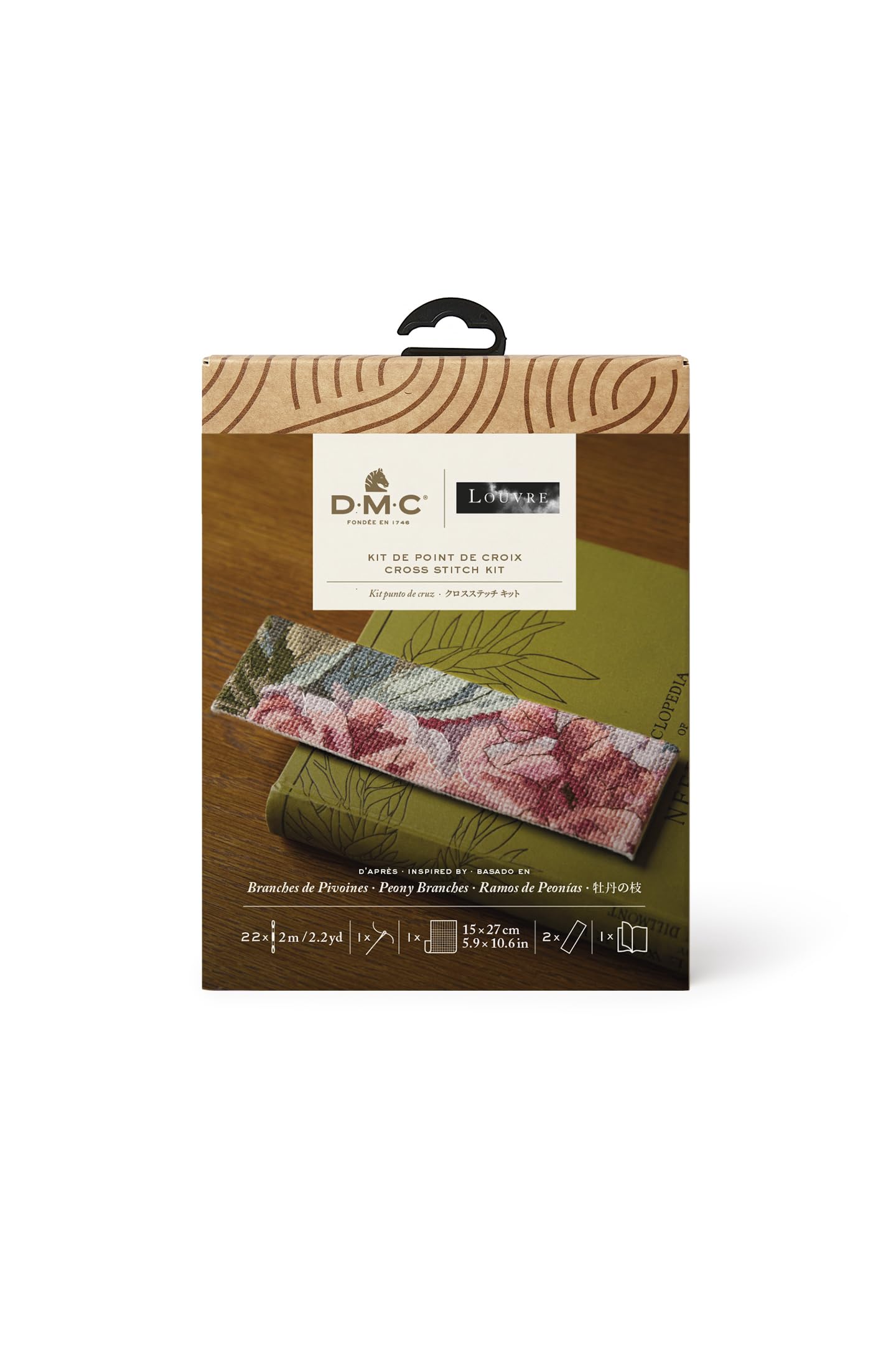 dmc-x-le-louvre-kit-segnalibro-punto-croce-le-peonie-p-j-redout image 1