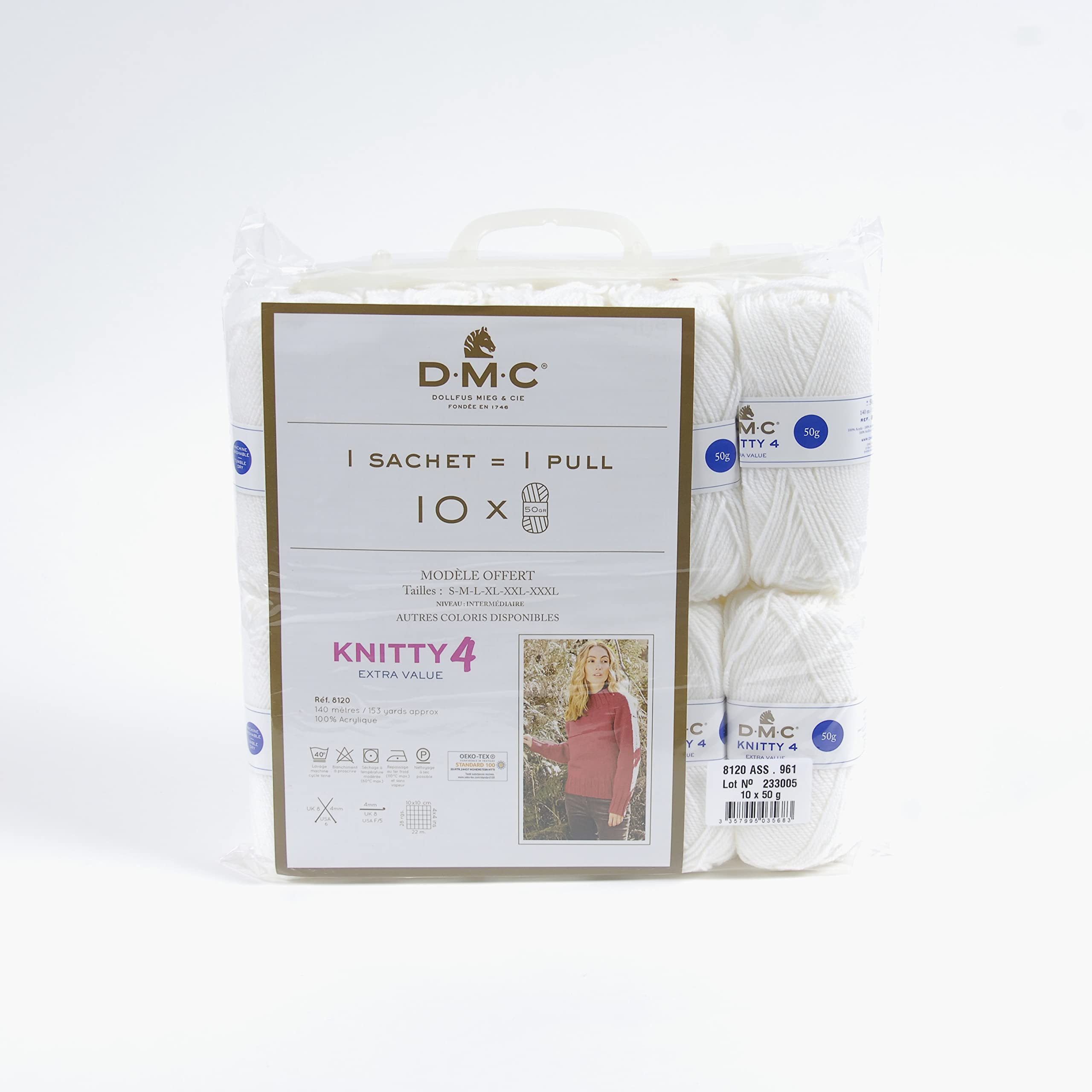 dmc-knitty-4-filato-acrilico-50-g-140-m-set-10-gomitoli-spiegazioni-maglione image 2