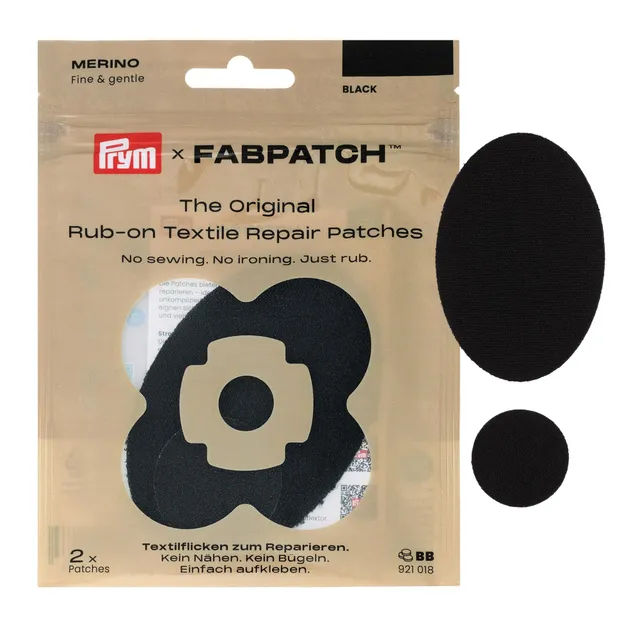 prym-921018-fabpatch-merino-patch-autoadesiva-nera-100-lana-merino-2-pezzi image 1
