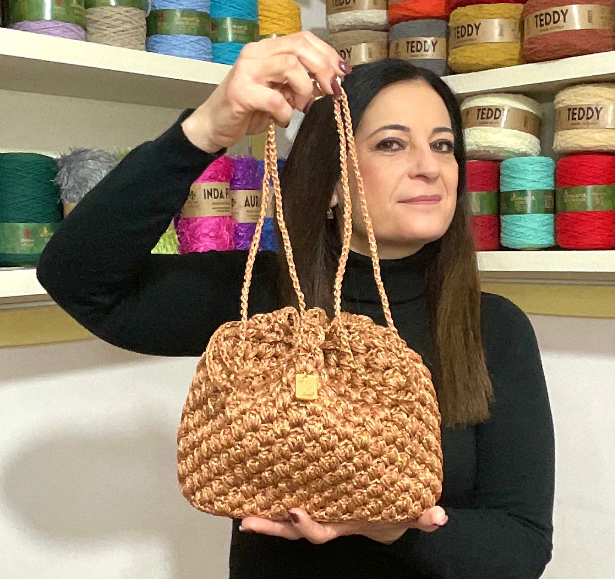 borgo-de-pazzi-kit-borsa-pouch-bag-inda-lux-tiziana-volpe-crochet-glitter image 1
