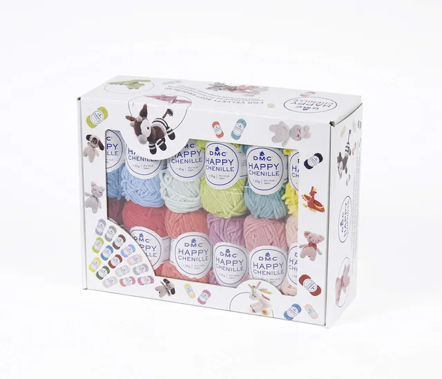dmc-happy-chenille-filato-ciniglia-velour-box-25-mini-gomitoli-25-colori image 1