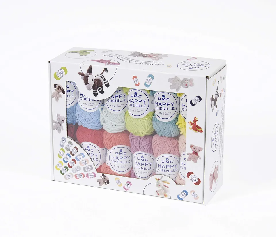 dmc-happy-chenille-filato-ciniglia-velour-box-25-mini-gomitoli-25-colori image 1