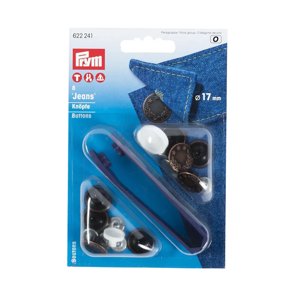 prym-bottoni-per-jeans-corona-d-alloro-17-mm-in-metallo-rame-vecchio-8-pezzi image 1